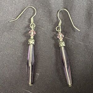 Elegant Silver and Purple Dangle Earrings